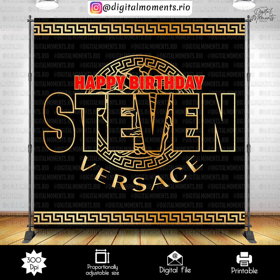 Versace Birthday 8x8 custom backdrop, Digital file only | Custom Digital Download for Kids Party or Event