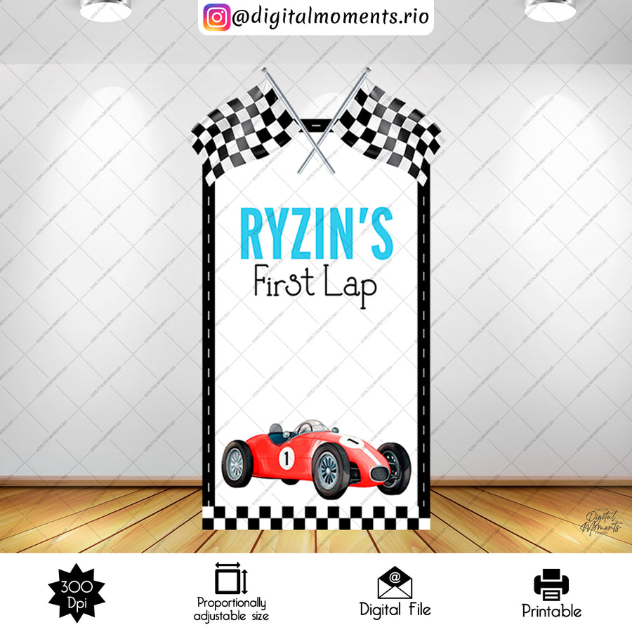 Vintage Race Car 4x7 Panel Custom Design, Digital file only | Custom Digital Download for Kids Party or Event