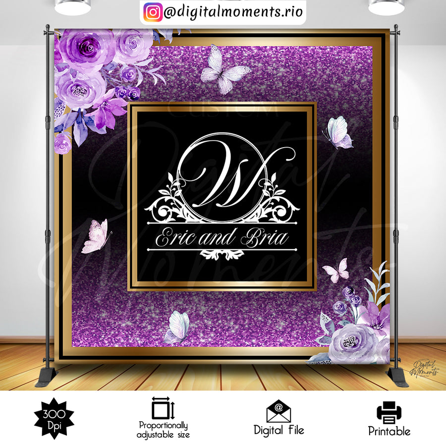 Purple Butterflies 8x8 Custom Backdrop Design, Digital file only | Custom Digital Download for Kids Party or Event
