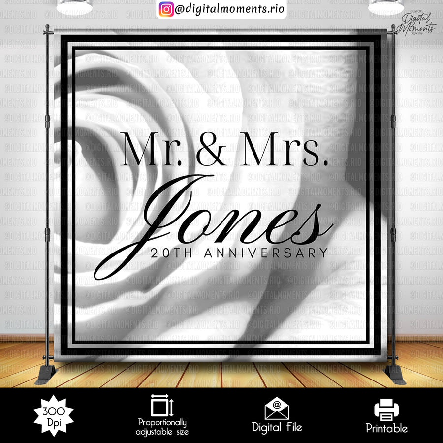 Floral Wedding 8x8 Custom Backdrop, Digital file only