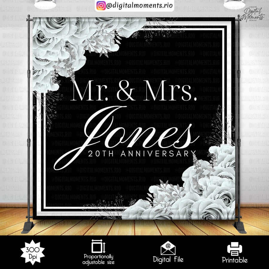Floral Wedding 8x8 Custom Backdrop, Digital file only