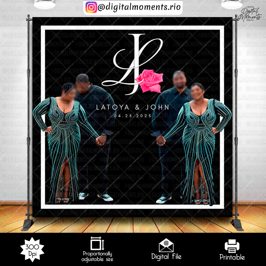 Wedding 8x8 Custom Backdrop, Digital file only | Custom Digital Download for Retirement Event