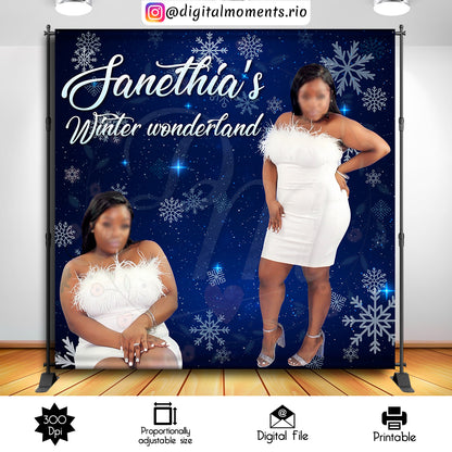 Winter Wonderland 8x8 Custom Backdrop with 2 pictures, Digital file only