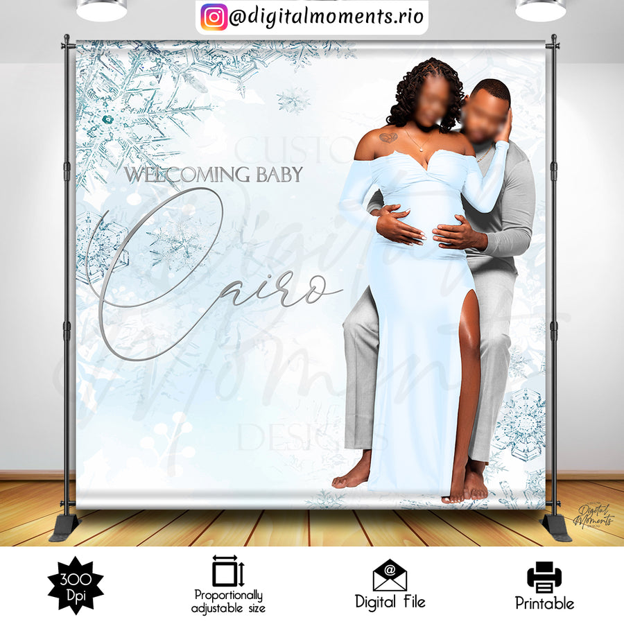 Winter Wonderland 8x8 Custom Backdrop with 1 picture, Digital file only | Custom Digital Download for Kids Party or Event