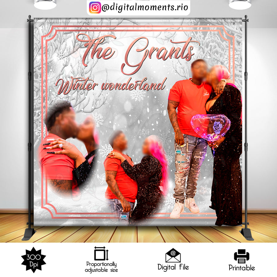 Winter Wonderland 8x8 Custom Backdrop with 3 pictures, DIGITAL FILE ONLY | Custom Digital Download for Kids Party or Event