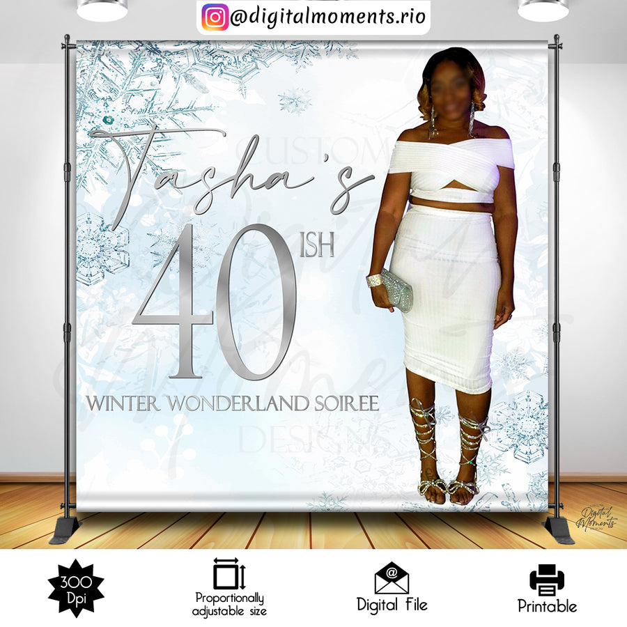 Winter Wonderland 8x8 Custom Backdrop with 1 picture, Digital file only | Custom Digital Download for Kids Party or Event