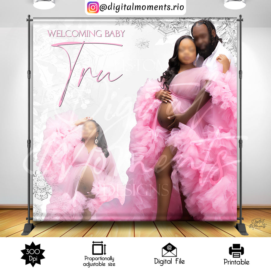 Winter Wonderland 8x8 Custom Backdrop with picture, Digital file only | Custom Digital Download for Kids Party or Event
