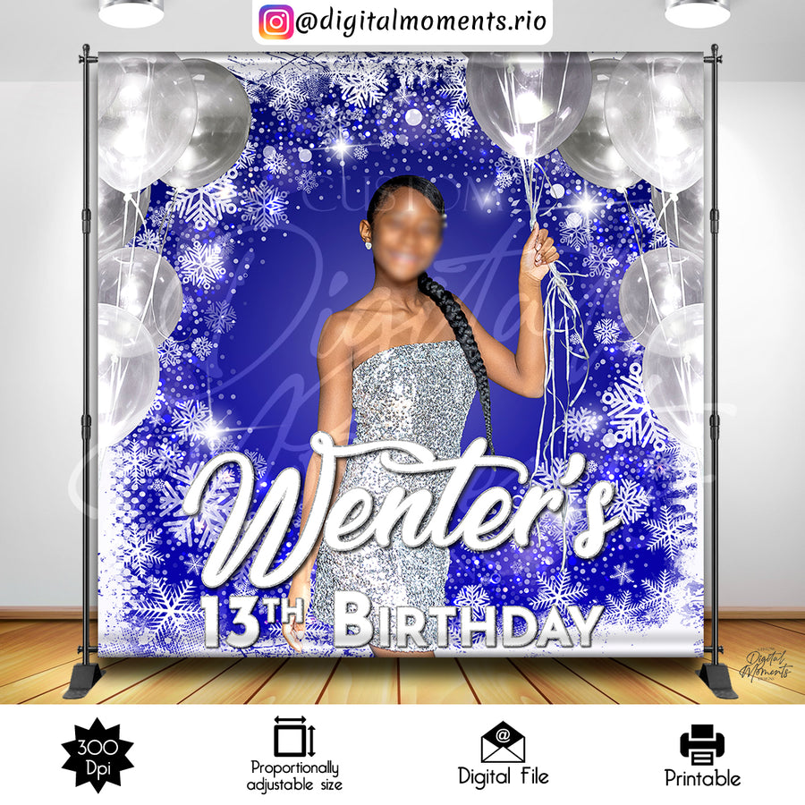 Winter Wonderland 8x8 Custom Backdrop with picture, Digital file only | Custom Digital Download for Kids Party or Event