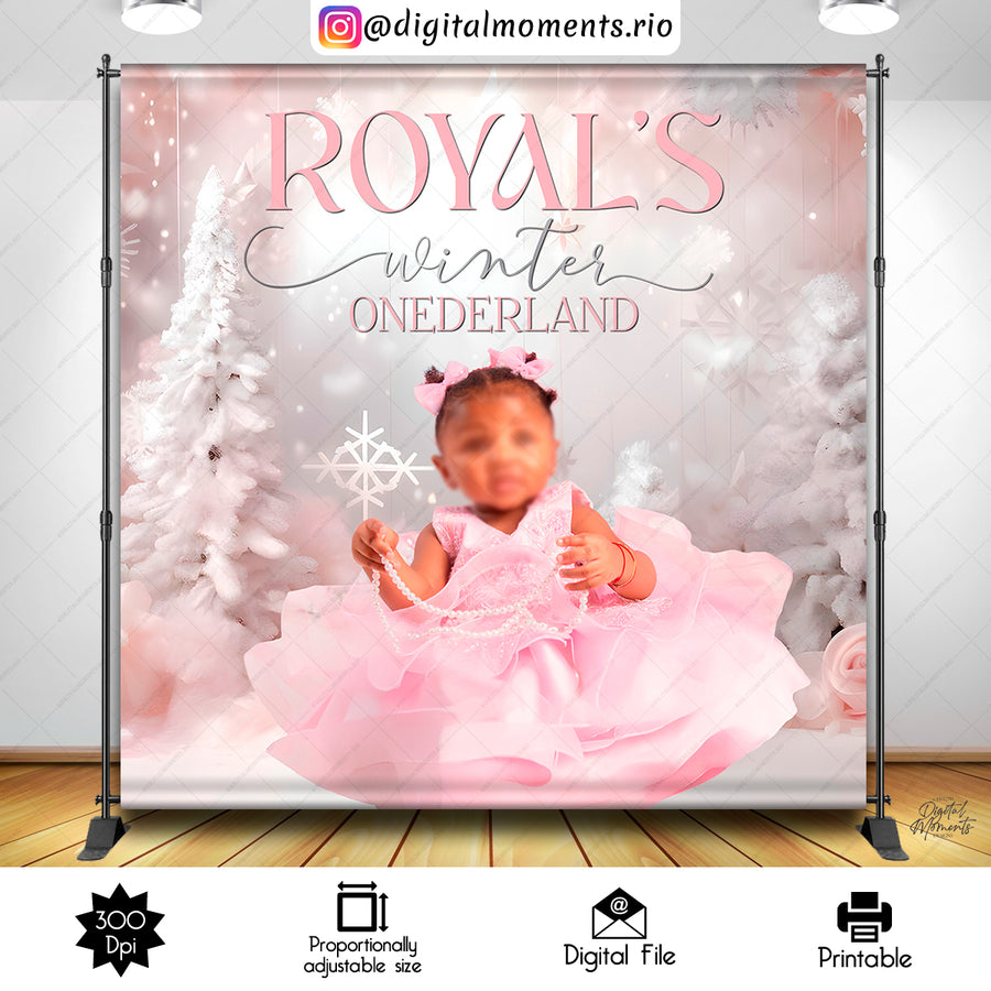 Winter Wonderland 8x8 Custom Backdrop with picture, Digital file only | Custom Digital Download for Kids Party or Event