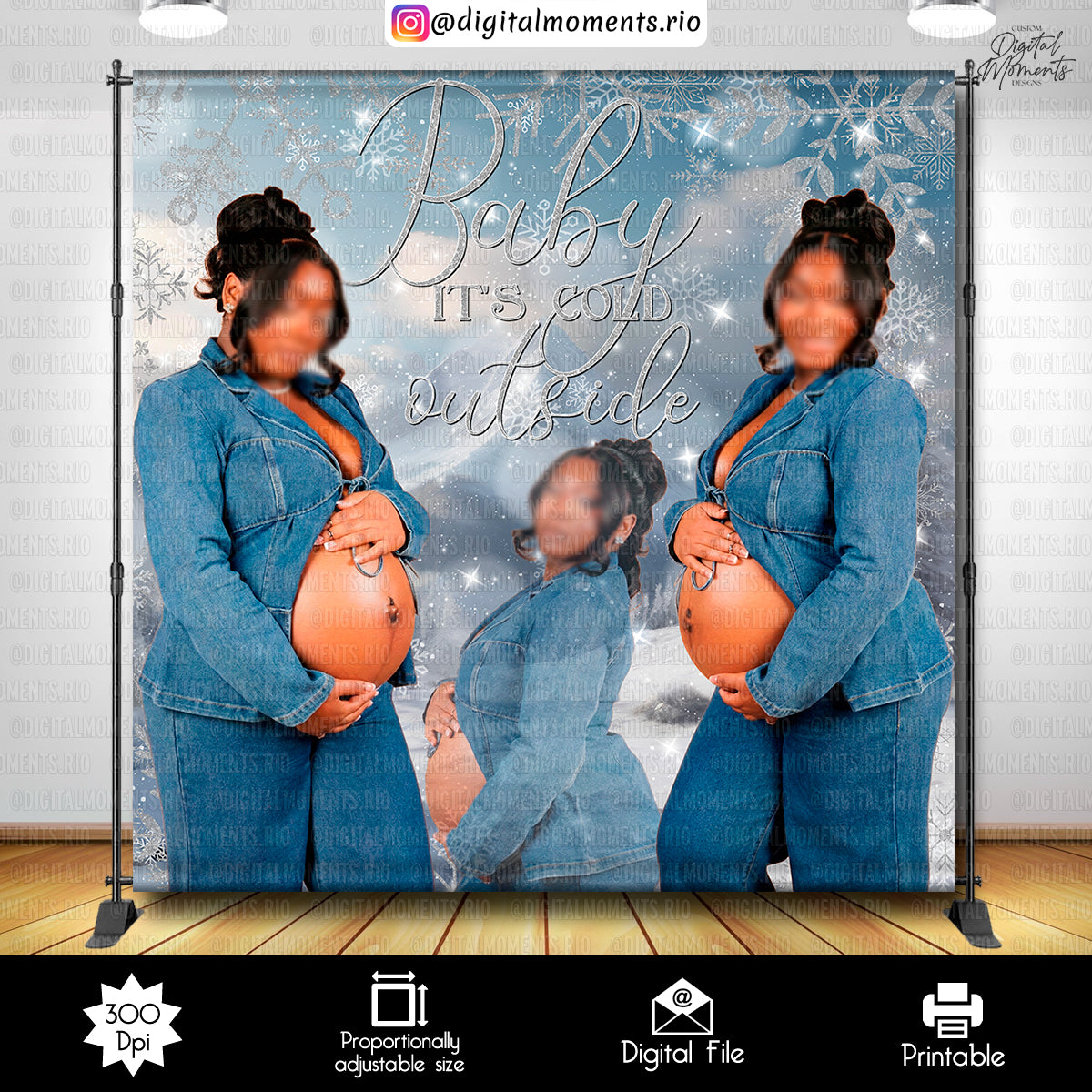 Un pequeño fondo personalizado de copo de nieve 8x8 con imagen, solo archivo digital