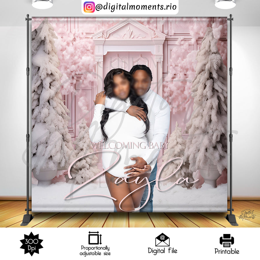 Winter Wonderland 8x8 Custom Backdrop with 1 picture, Digital file only | Custom Digital Download for Kids Party or Event