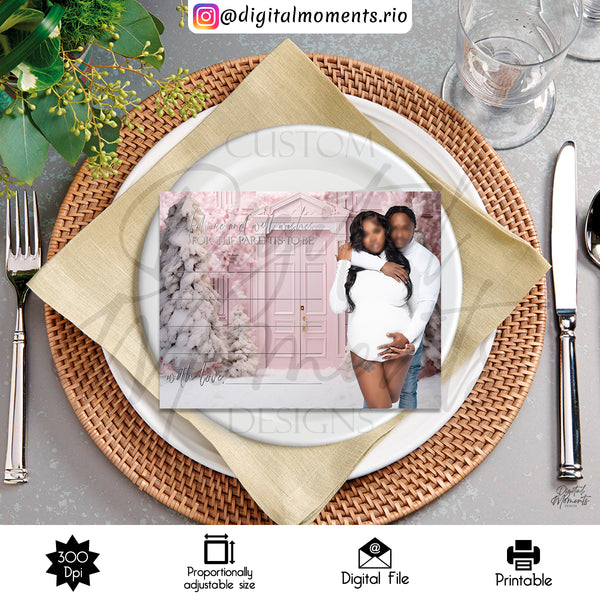 Pink Winter Wonderland 4x7 Panel Diseño personalizado con imagen, solo archivo digital