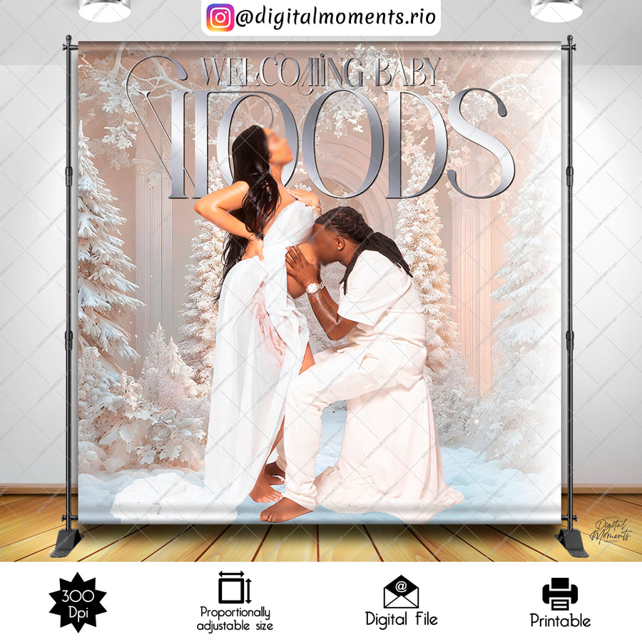 Winter Wonderland 8x8 Custom Backdrop with picture, Digital file only | Custom Digital Download for Kids Party or Event
