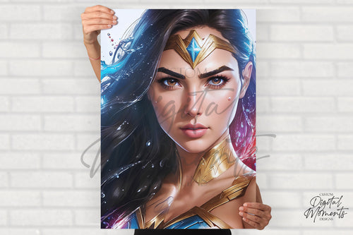 Wonder Woman Poster, Splash Art, Wall Art - INSTANT DOWNLOAD