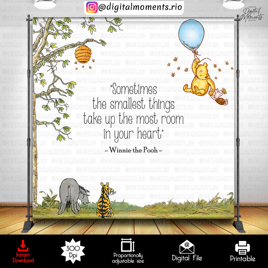 Winnie the Pooh 8x8 Baby Shower Digital Backdrop Design, ...