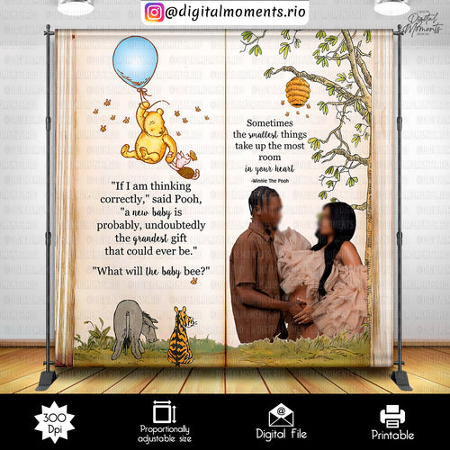 Winnie the Pooh 8x8 Baby Shower Custom Backdrop with picture, Digital file only | Digital Download for Events