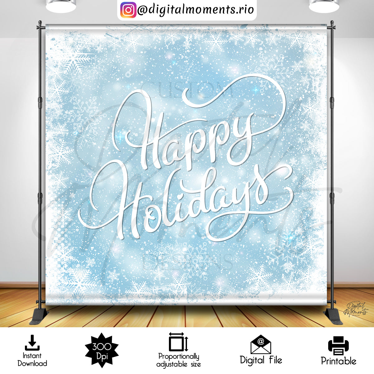 Happy Holidays 8x8 Digital Backdrop Design, Instant Download