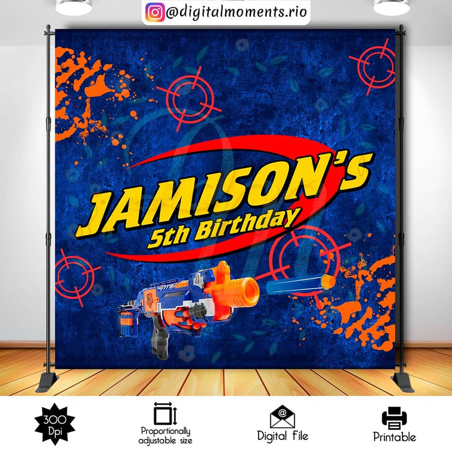 Nerf 8x8 Custom Backdrop, Digital file only | Custom Digital Download for Kids Party or Event