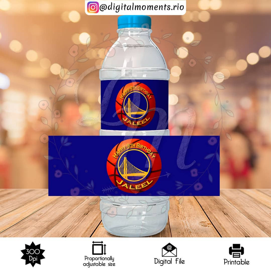 Golden State Warriors Custom Water Bottle Label, Digital file only | Custom Digital Download for Kids Party or Event