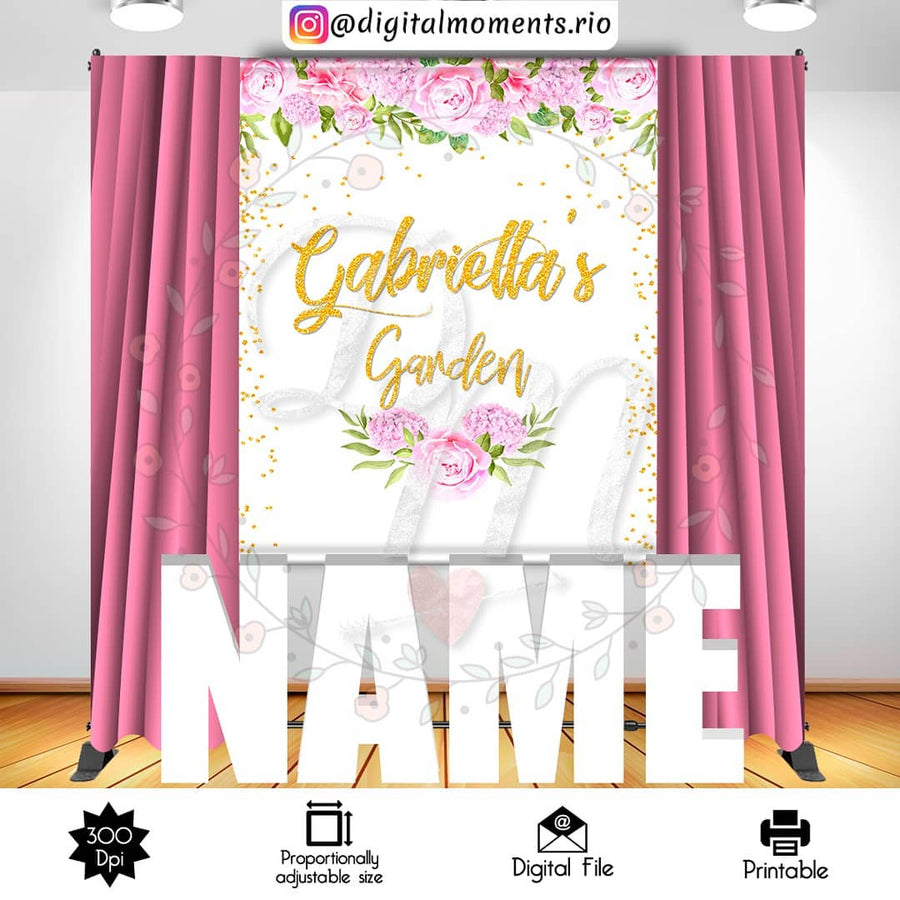 Floral 5x6 custom backdrop, Digital file only | Custom Digital Download for Kids Party or Event