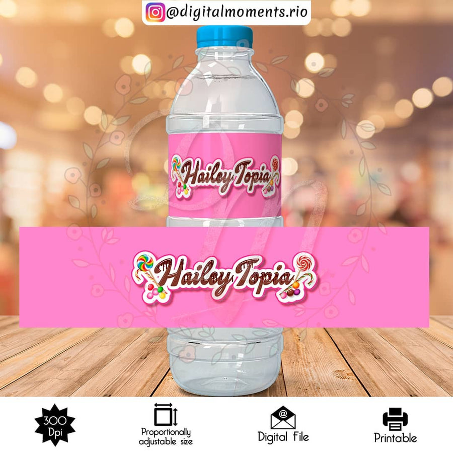 Candyland Custom Water Bottle Label, Digital file only | Custom Digital Download for Kids Party or Event