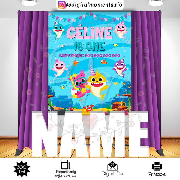 Baby Shark 5x6 Custom Backdrop, Custom Digital File | Digital Download for Events for Events. 5x6, arts, baby, backdrop, backdrop-sign, cele…