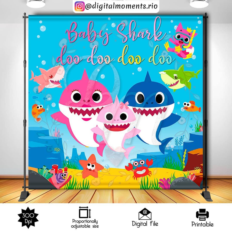 Baby Shark 8x8 Custom Backdrop, Digital file only | Custom Digital Download for Kids Party or Event