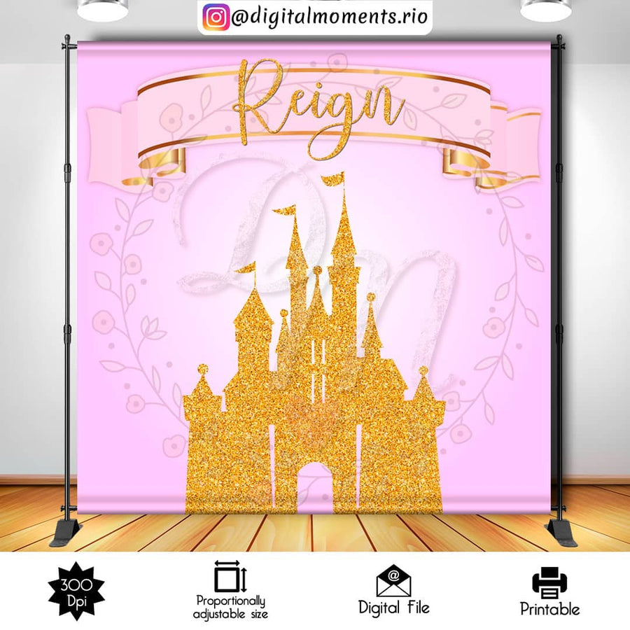 Princess 8x8 Custom Backdrop, Digital file only | Custom Digital Download for Kids Party or Event