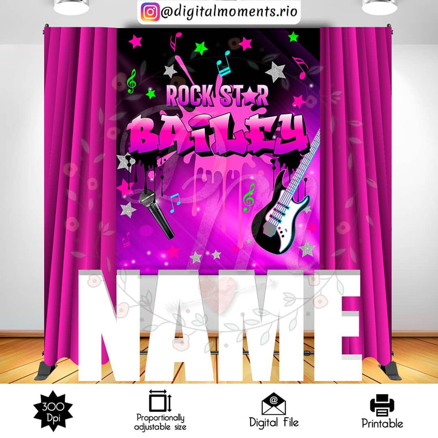 Rock Star 5x6 Custom Backdrop, Digital file only | Custom Digital Download for Kids Party or Event