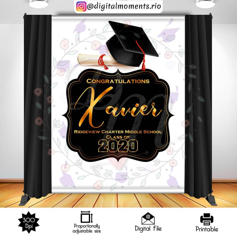 Graduation 6x8 Custom Backdrop, Digital file only | Custom Digital Download for Kids Party or Event