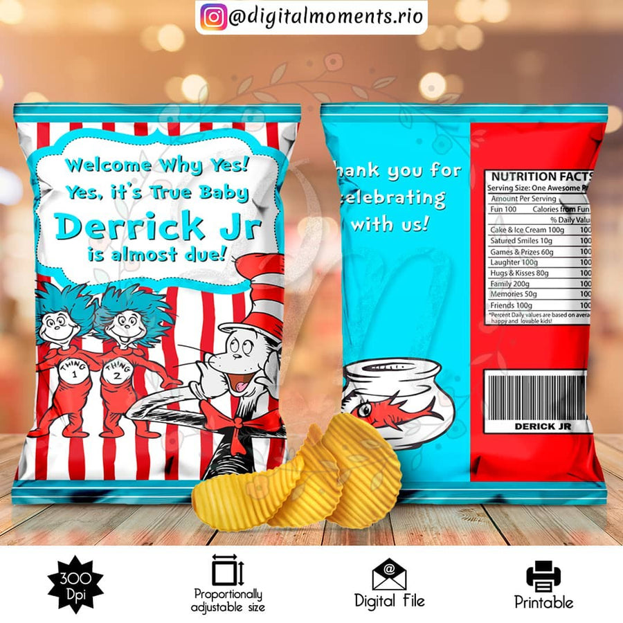 The Cat in the Hat Custom Chip Bag, Digital file only | Custom Digital Download for Kids Party or Event