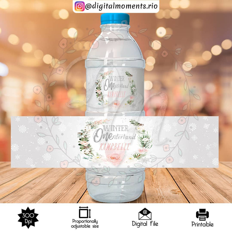 Winter Onederland Custom Water Bottle Label, Digital file only | Custom Digital Download for Kids Party or Event