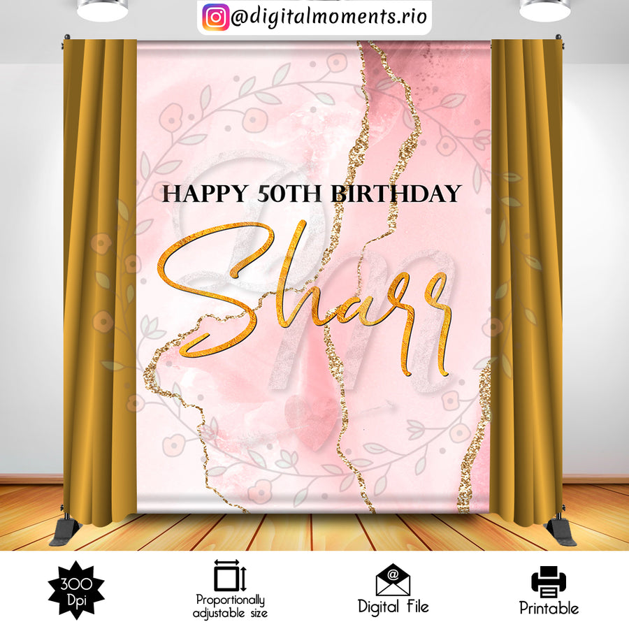 Rose Gold 6x8 Custom Backdrop, Digital file only | Custom Digital Download for Kids Party or Event