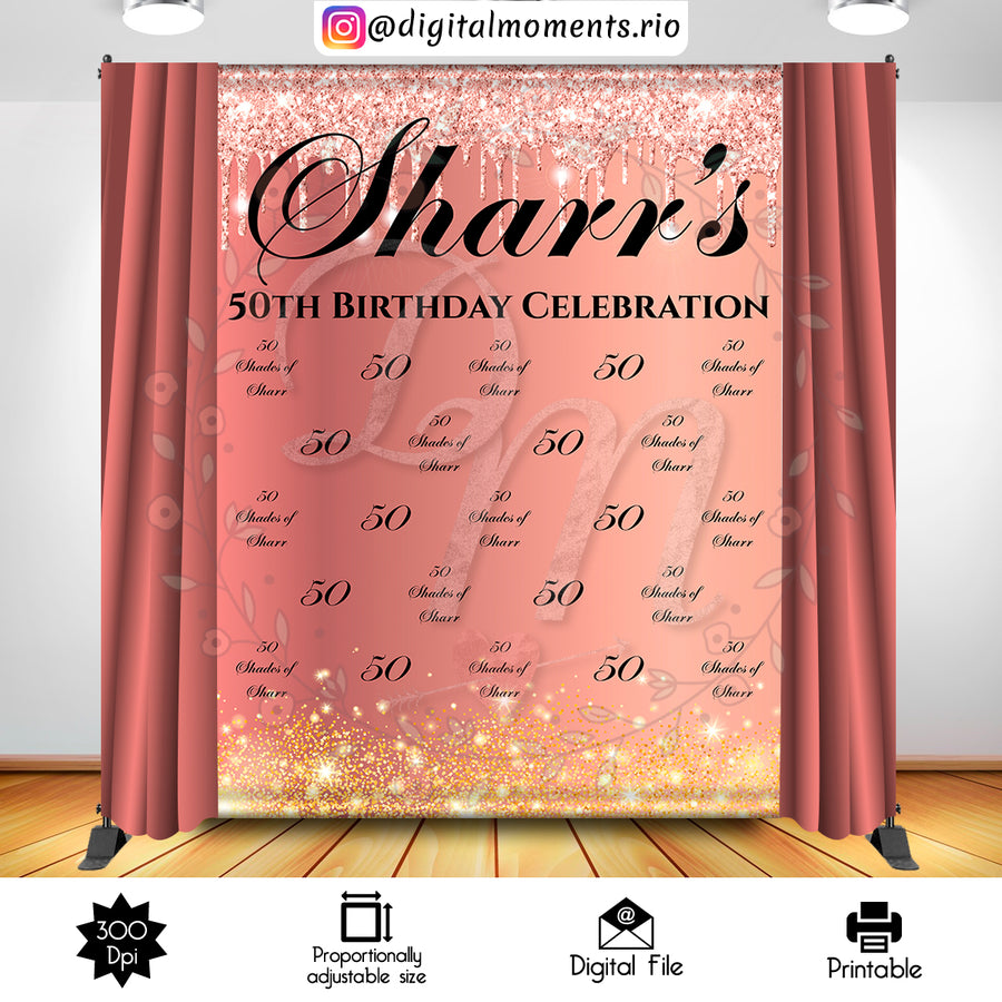 Rose Gold 6x8 Custom Backdrop, Digital file only | Custom Digital Download for Kids Party or Event