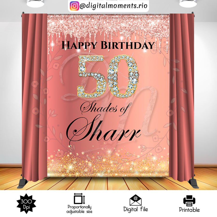 Rose Gold 6x8 Custom Backdrop, Digital file only | Custom Digital Download for Kids Party or Event