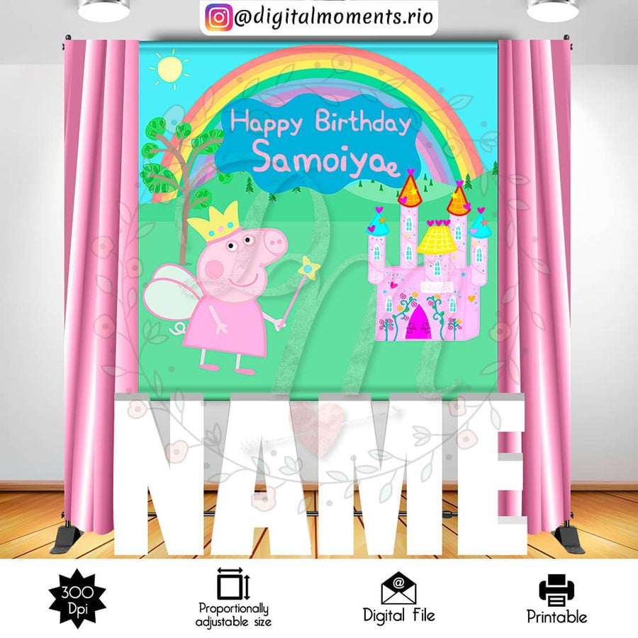 Peppa Pig 6x6 Custom Backdrop, Digital file only | Custom Digital Download for Kids Party or Event