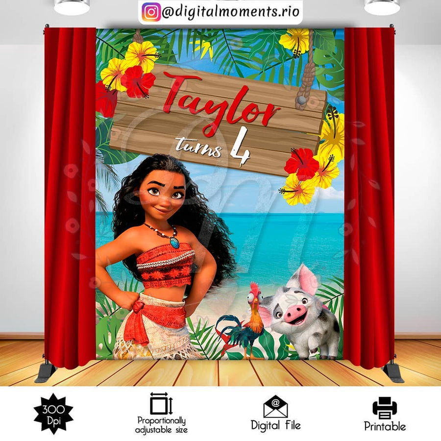 Moana 6x8 Custom Backdrop, Digital file only | Custom Digital Download for Kids Party or Event