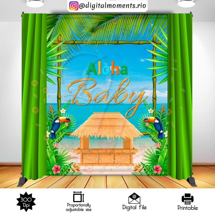 Aloha Baby 6x8 Custom Backdrop, Digital file only | Custom Digital Download for Kids Party or Event