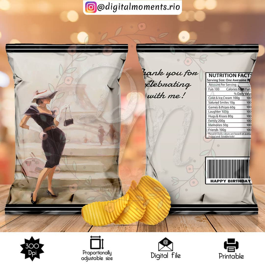 Paris Custom Chip Bag, Digital file only | Custom Digital Download for Kids Party or Event
