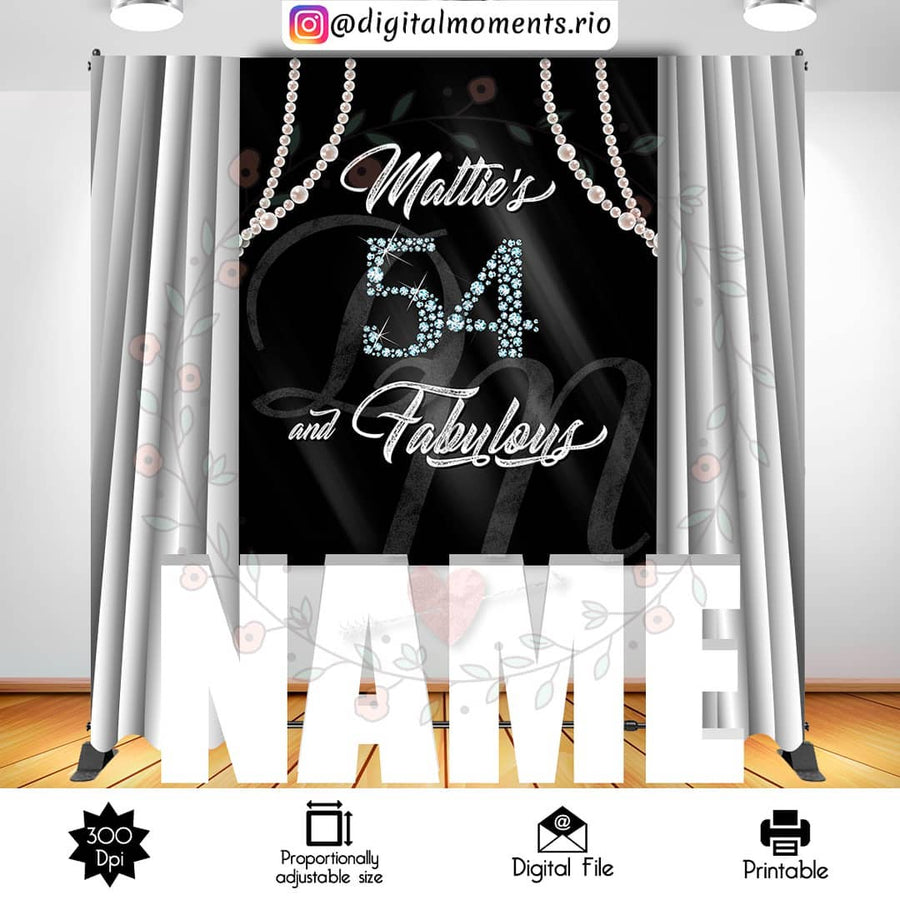 Pearls and Diamonds 5x6 Custom Backdrop, Digital file only | Custom Digital Download for Kids Party or Event