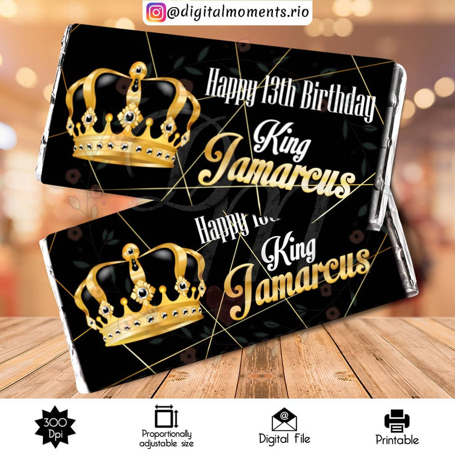 Royal Custom Candy Bar Wrapper, Digital file only | Custom Digital Download for Kids Party or Event