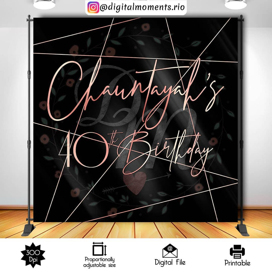 Rose Gold Geometric lines 8x8 custom backdrop, Digital file only | Custom Digital Download for Kids Party or Event