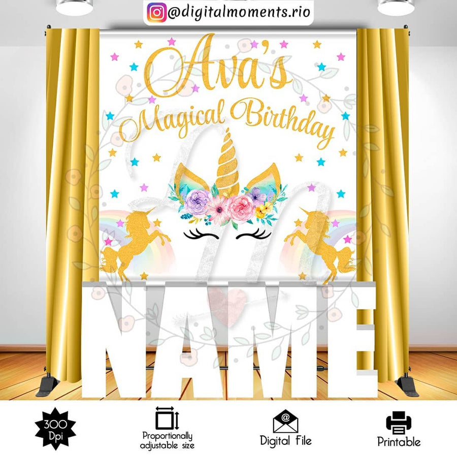 Unicorn 6x6 Custom Backdrop, Digital file only | Custom Digital Download for Kids Party or Event