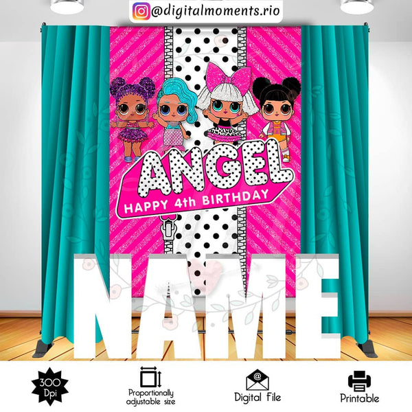 LOL Surprise 5x7 Custom Backdrop, Custom Digital File | Digital Download for Events for Events. 5x7, arts, backdrop, backdrop-sign, celebrat…