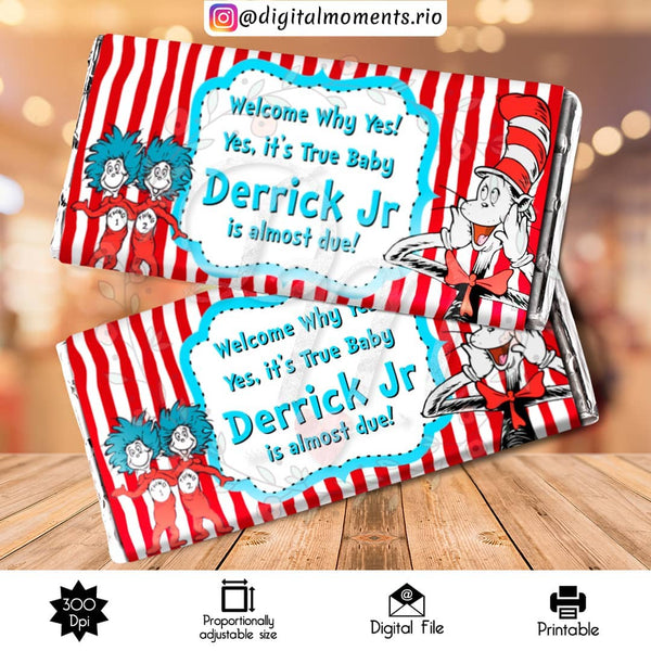The Cat in the Hat Custom Candy Bar Wrapper, Custom Digital File | Digital Download for Events for Events. arts, bar, candy, cat, celebratio…