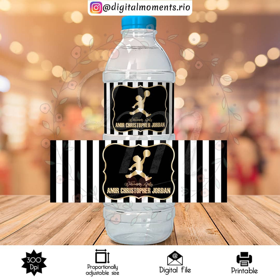 Baby Jordan Custom Water Bottle Label, Digital file only | Custom Digital Download for Kids Party or Event