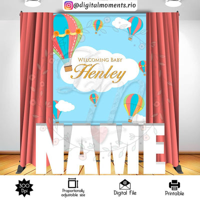 Hot air balloon - Backdrop - Birthday
