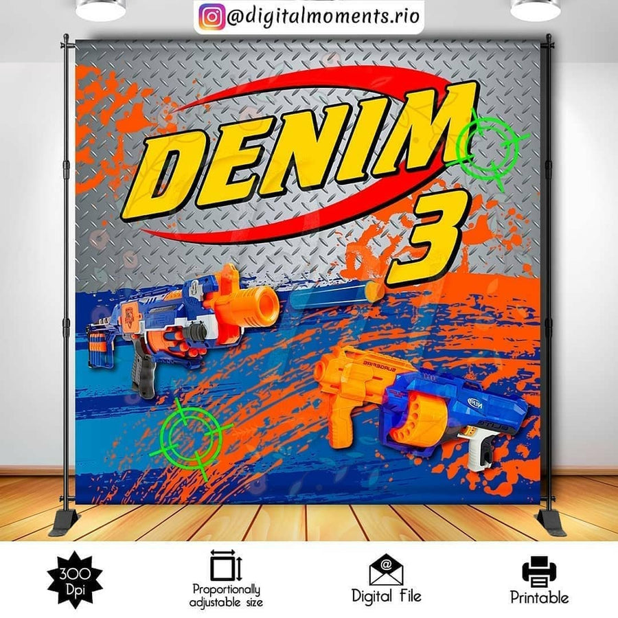 Nerf 8x8 Custom Backdrop, Digital file only | Custom Digital Download for Kids Party or Event