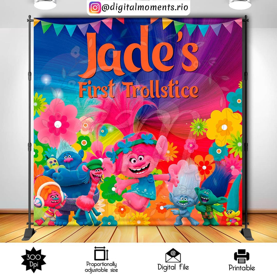 Trolls 8x8 Custom Backdrop, Digital file only | Custom Digital Download for Kids Party or Event