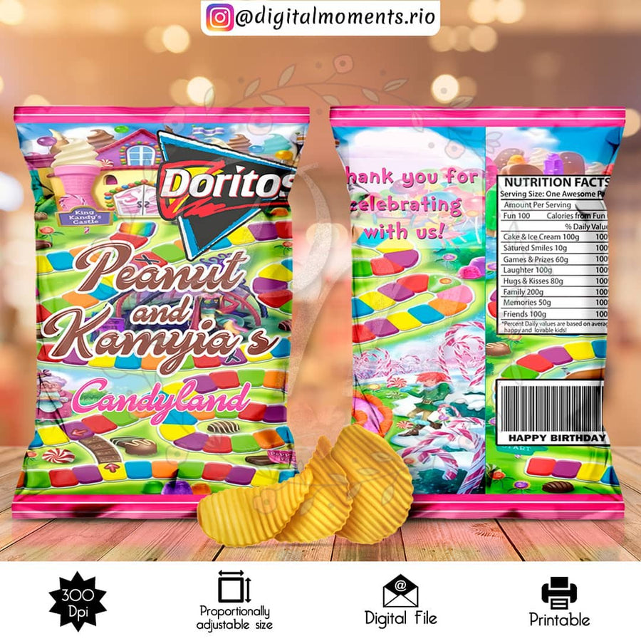 Candyland Custom Chip Bag, Digital file only | Custom Digital Download for Kids Party or Event